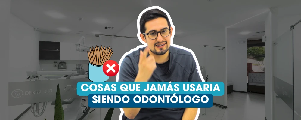 Odontólogo explicando cosas que no recomienda usar para cuidar los dientes y encías